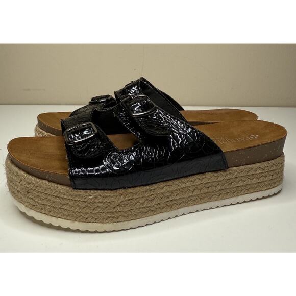 Patrizia by Spring Step Norah Espadrille Womens 41 Black Platform Slide US 10 - Picture 1 of 11